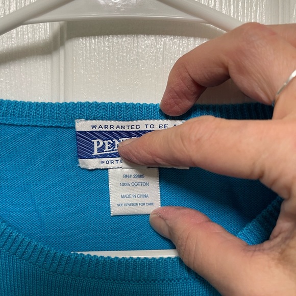 Turquoise short-sleeved sweater - Picture 3 of 4